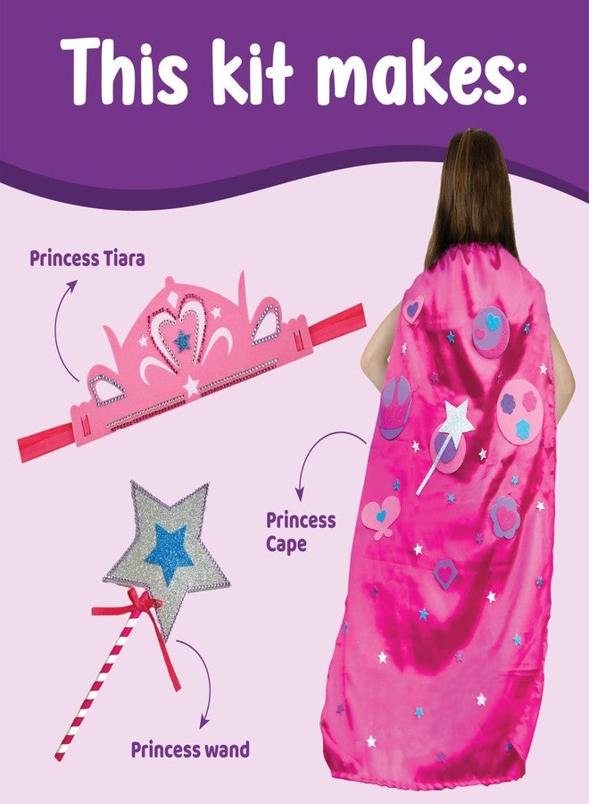 jackinthebox Princess Themed Arts and Crafts for Girls - Make a Cape, Tiara and Wand, Best Gift for Girls Ages 5 6 7 8 Years, 3 Craft Projects in 1 Box - Image 2
