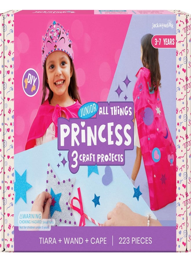 jackinthebox Princess Themed Arts and Crafts for Girls - Make a Cape, Tiara and Wand, Best Gift for Girls Ages 5 6 7 8 Years, 3 Craft Projects in 1 Box - Image 1