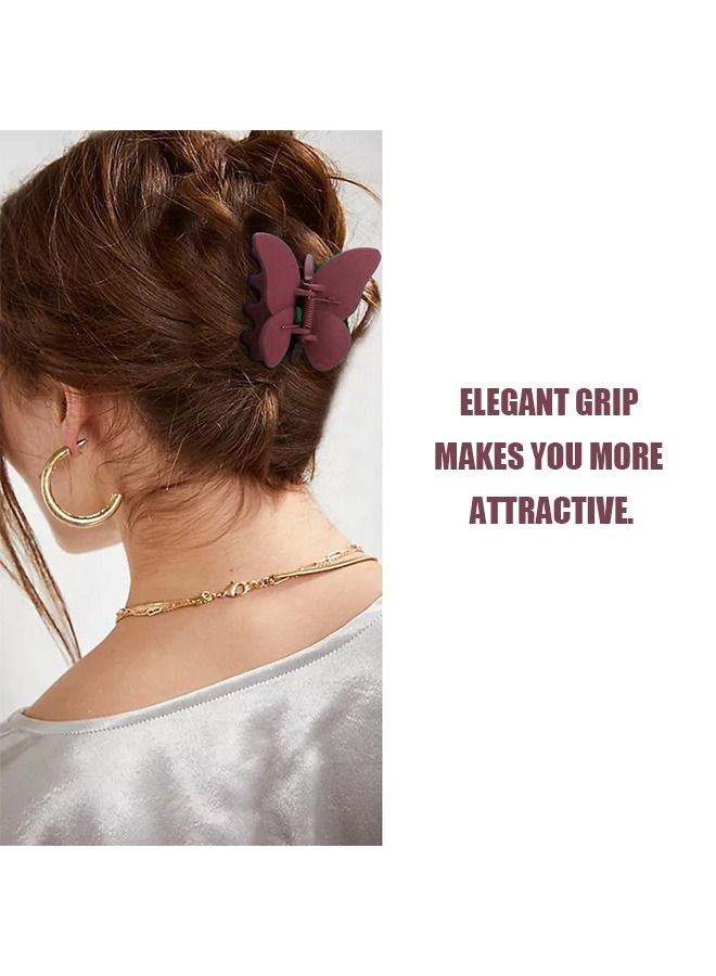 4 Pcs Hair Claw Clips Butterfly Hair Clips, Matte Texture Jaw Hair Clamps, Claw Hair Clip for Thick Curly Long Sparse Hair Style Decorative Accessories (Colorful)