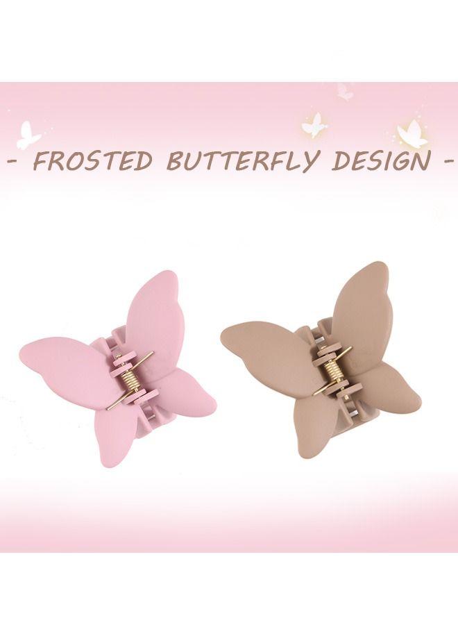 4 Pcs Hair Claw Clips Butterfly Hair Clips, Matte Texture Jaw Hair Clamps, Claw Hair Clip for Thick Curly Long Sparse Hair Style Decorative Accessories (Colorful)