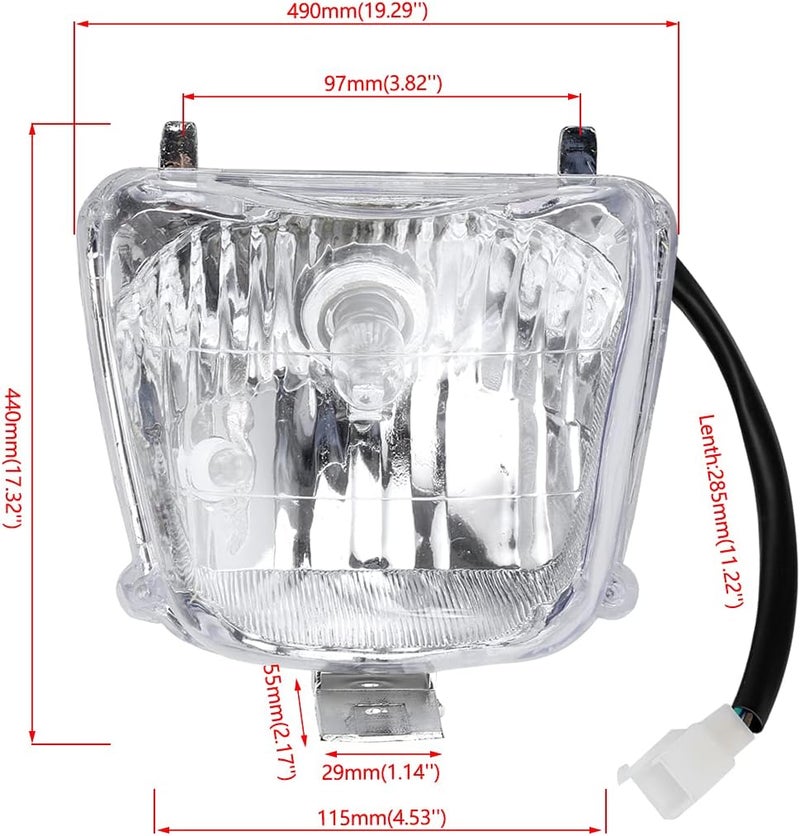 FVRITO 12V Front Head Light Lamp and Rear Brake Tail light for 50cc 70cc 90cc 110cc 125cc Taotao 110B Coolster 3050C Vitacci HAWK Peace Roketa Sunl BMS RPS Raider 6 ICEbear Chinese Quad ATV 4 Wheeler - Image 4