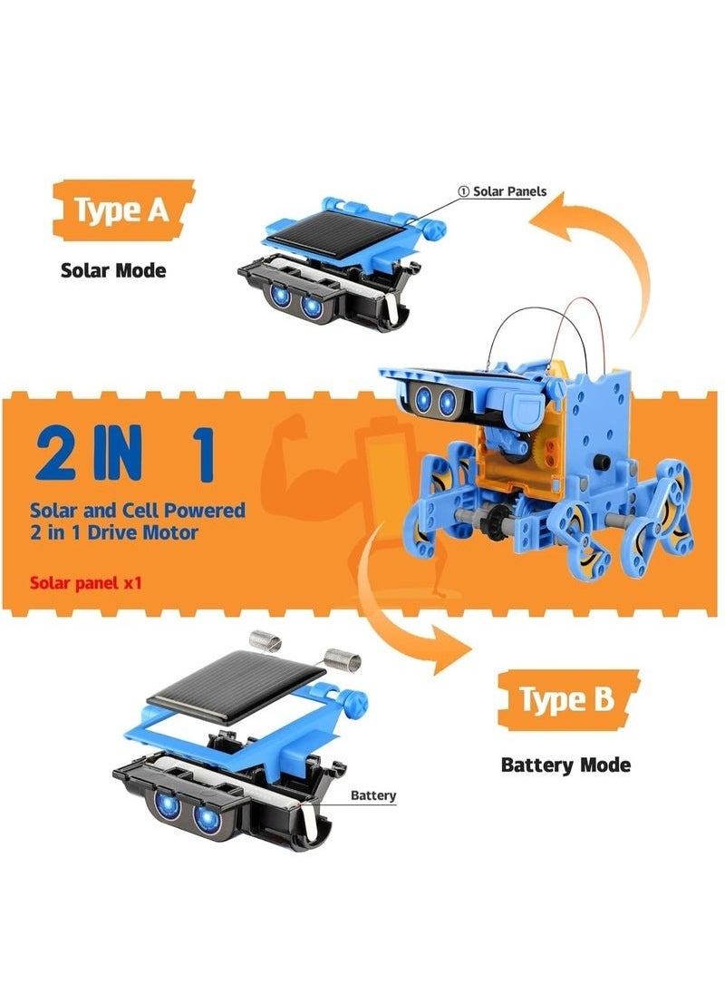 Zashe STEM Projects 12-in-1 Solar Robot Toys for Kids, 190-Piece Solar and Battery-Powered DIY Science Learning Kit  - Image 2