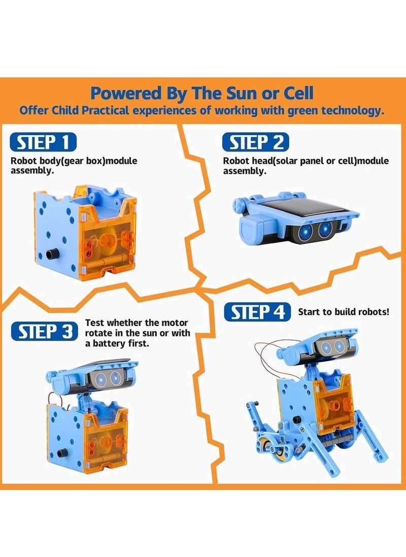 Zashe STEM Projects 12-in-1 Solar Robot Toys for Kids, 190-Piece Solar and Battery-Powered DIY Science Learning Kit  - Image 3