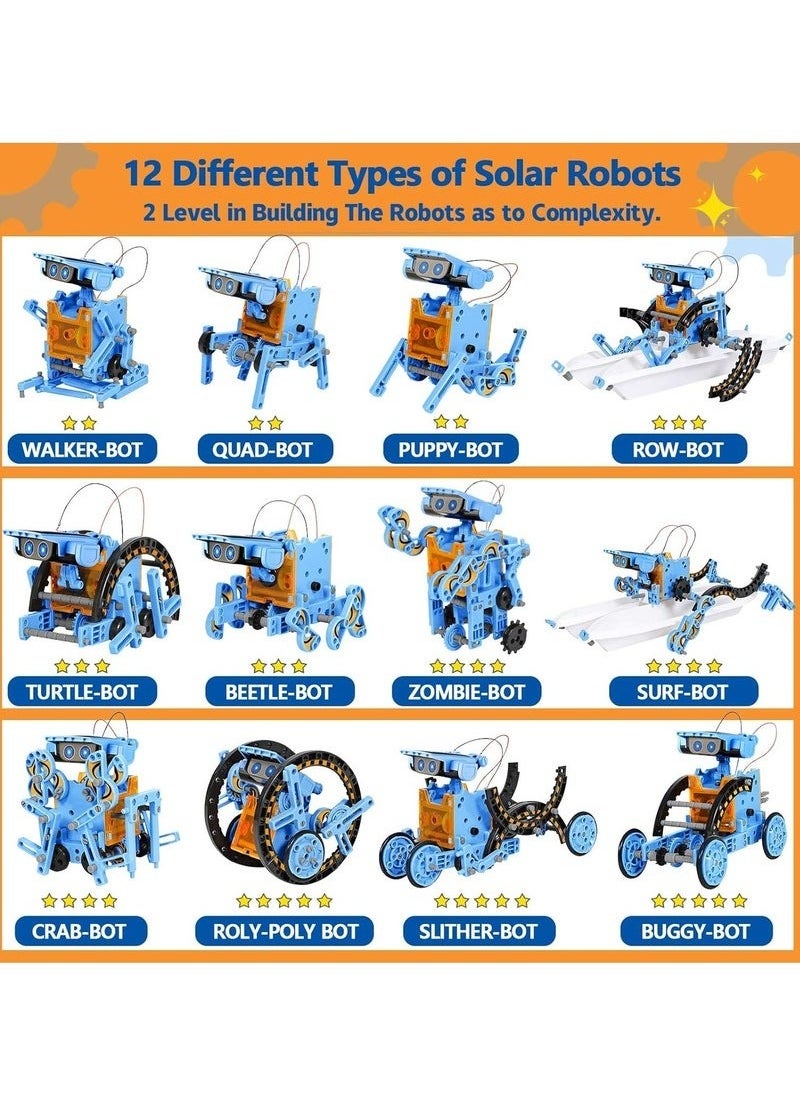 Zashe STEM Projects 12-in-1 Solar Robot Toys for Kids, 190-Piece Solar and Battery-Powered DIY Science Learning Kit  - Image 5