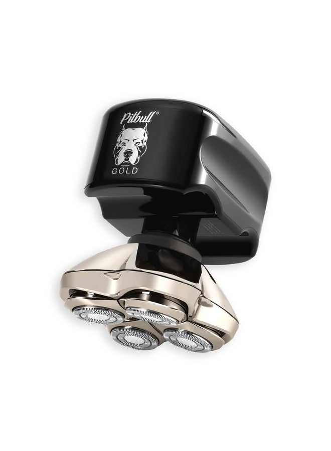 Skull Shaver حلاقة رأس سكول شيفر بيتبول جولد برو للرجال، ماكينة حلاقة رطبة/جافة 4 شفرات مع محول USB أمريكي وكابل شحن، ماكينة حلاقة دوارة قابلة لإعادة الشحن 4D مع بطارية ليثيوم أيون، مجموعة حلاقة مقاومة للماء - Image 1