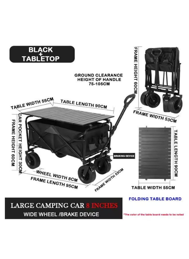 Outdoor.Market Heavy Duty Folding Trolley Wagon Cart with Table – Collapsible Trolley, 10-Inch Wheels, 180kg Capacity for Outdoor, Beach & Garden  - Image 2