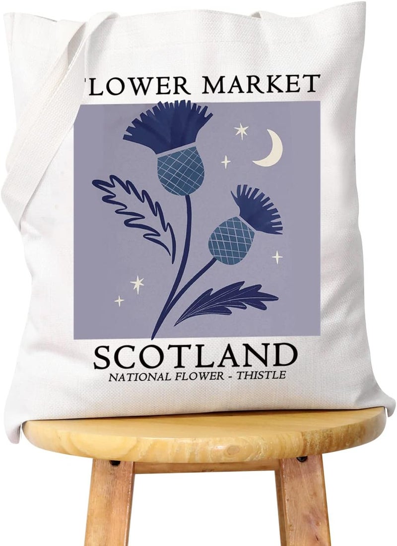 WCGXKO WCGXKO Scotland Vacation Gift Scotland Trip Gift Scotland Surprise Gift Scottish Canvas Shopping Bag