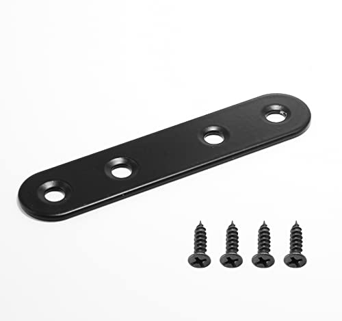 Rierdge 16 Sets 3 Inch Stainless Steel Flat Plate Straight Bracket, 80mm Metal Brackets Mending Repair Plate with Screws for Wood Straight Brace (Black) - Image 4