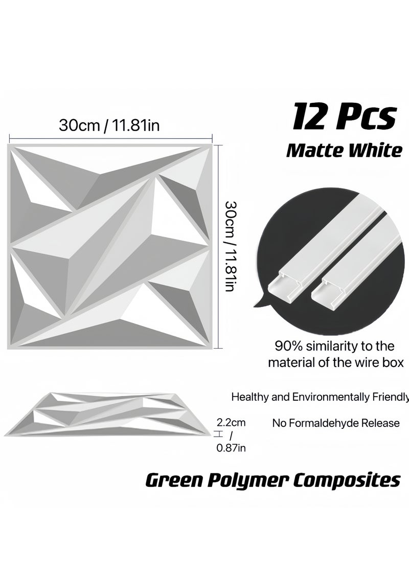 Generic NT 12 Pack 3D Wall Panel 30cm*30cm(11.8'') Diamond for Interior Wall Décor, PVC Flower Textured Wall Panels for Living Room Lobby (White)  - Image 3