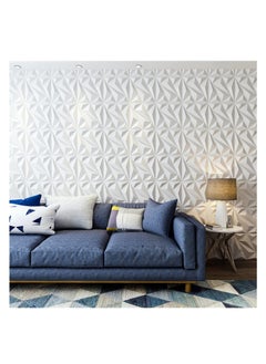 Generic NT 12 Pack 3D Wall Panel 30cm*30cm(11.8'') Diamond for Interior Wall Décor, PVC Flower Textured Wall Panels for Living Room Lobby (White)  - Image 5