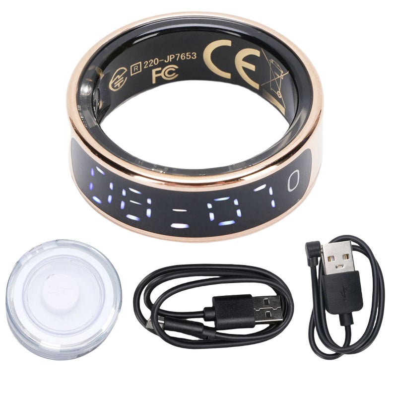 Smart Ring Fitness Tracker with Screen Water Proof Sleep Tracking Smart Health Ring with APP Charging Case for Men Women Gold Type 9 - Image 1