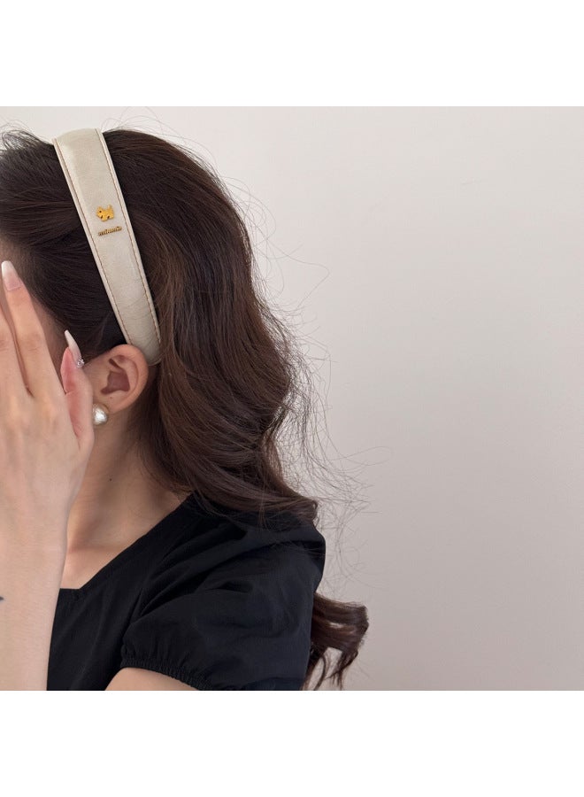 Retro Leather Puppy-shaped Wide-brimmed Headband New High-end Daily Versatile High-top Headband Hair Accessory - Image 2