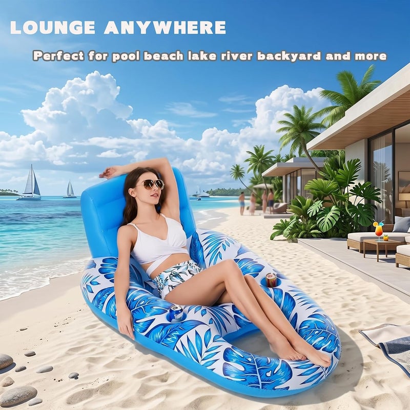 Masroo Pool Floats,Inflatable Tanning Pool Lounger Float - Sun Tan Tub Sunbathing Pool Lounge Raft Floatie Toys Water Filled Bed Mat Pad for Adult & Kids for Pool Party,Blow Up Kiddie Pool Kids - Image 5
