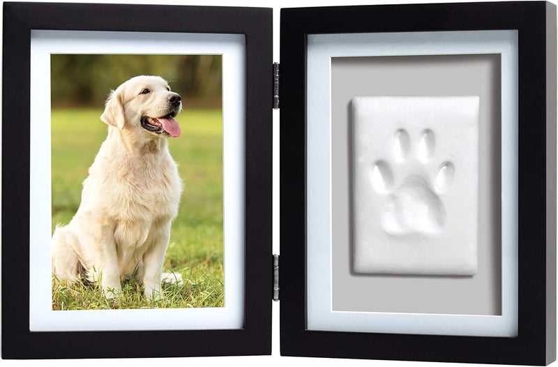 pearhead Pet Paw Print Photo Frame With Clay Imprint Kit, Pawprint Making Kit, Cat Or Dog Memorial Keepsake Gift, Pet Home Décor, Wooden Tabletop Picture Frame, Black - Image 1