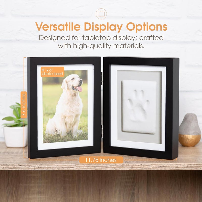 pearhead Pet Paw Print Photo Frame With Clay Imprint Kit, Pawprint Making Kit, Cat Or Dog Memorial Keepsake Gift, Pet Home Décor, Wooden Tabletop Picture Frame, Black - Image 4