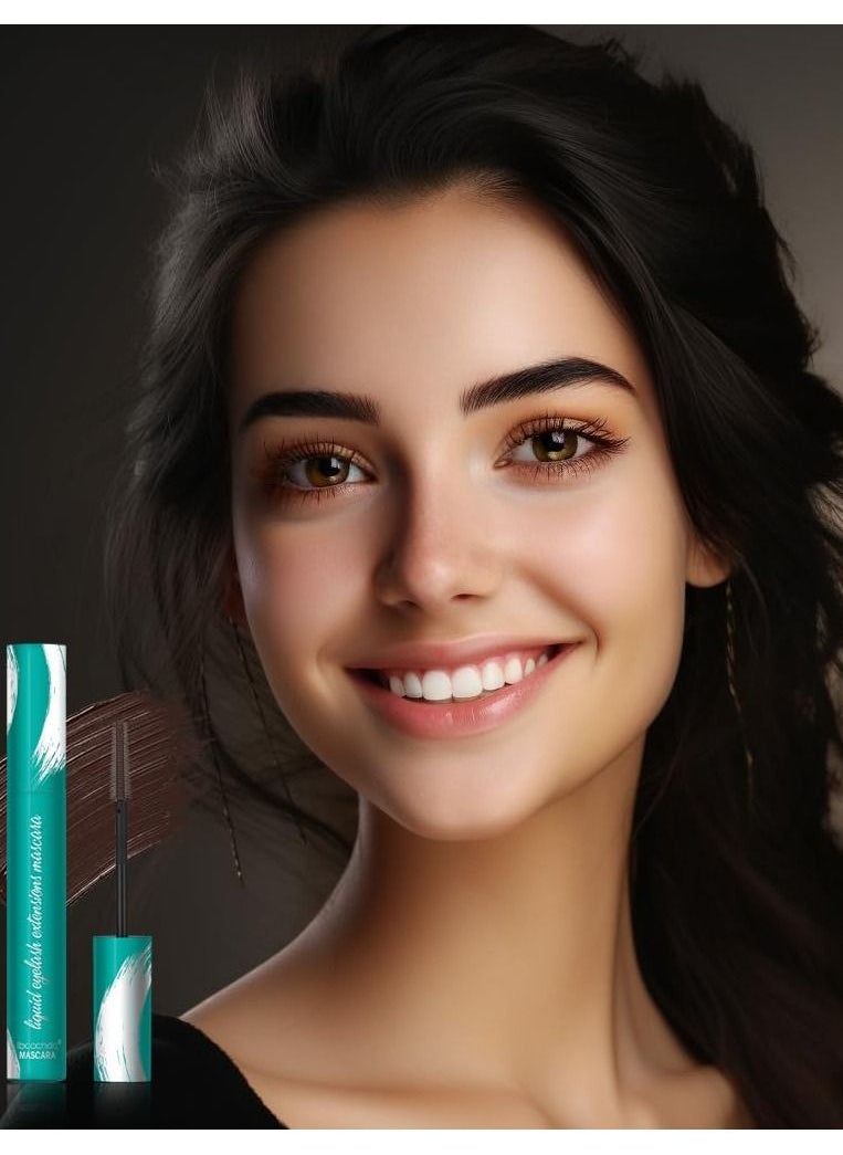 ibcccndc Brown Liquid Lash Extensions Mascara Long Lasting Thick and Long Waterproof Smudge Proof Mascara Natural Lengthening and Thickening Effect Long Lasting and Lash Doubling Formula Liquid Mascara  - Image 3