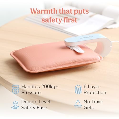 Caresmith Eon Premium Electric Hot Water Bag | Dual Insulation Silicon Technology Heating Pad | 6 Layers of Protection (Pearl Pink) - Image 2