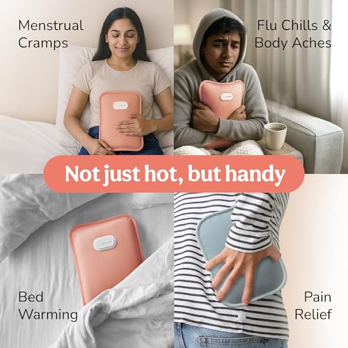 Caresmith Eon Premium Electric Hot Water Bag | Dual Insulation Silicon Technology Heating Pad | 6 Layers of Protection (Pearl Pink) - Image 5