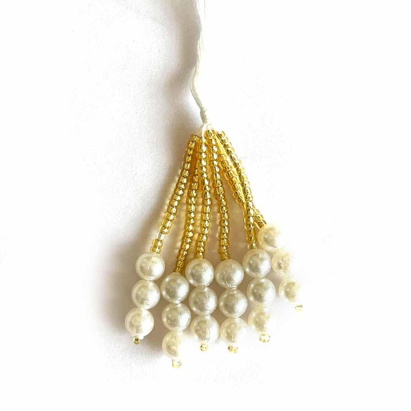 ADIKALA Adikala SixinOne Golden Cutdana Latkan Bunch Tassels for Saree Pallu Dupatta Dress Blouse Suit Bags Toran DIY Art Crafts Height 4CM 10 Cream - Image 2