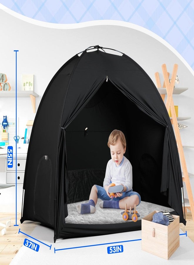 WANRU Blackout Tent for Pack and Play, 95% Light Blocking Portable Sleep Pod, Easy Setup No Tools, Pack n Play Cover Fits Standard Playards, Travel Canopy with Monitor Pouch, Black 53"x37"x55" - Image 5