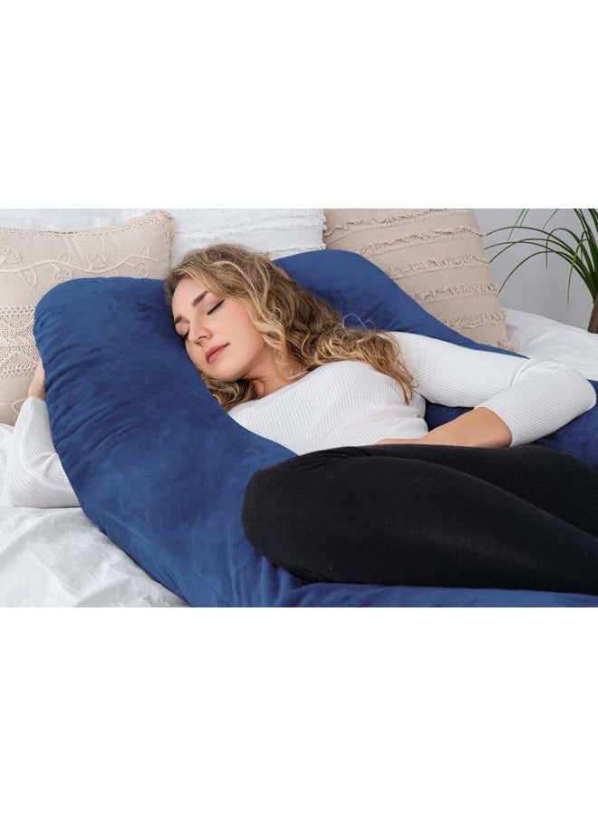 AngQi (140cm, Navy) - AngQi Pregnancy Pillow, Maternity Body Pillow with Velvet Cover, U Shaped Body Pillow for Pregnant Women, Navy - Image 3