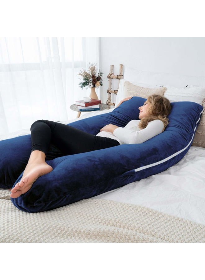 AngQi (140cm, Navy) - AngQi Pregnancy Pillow, Maternity Body Pillow with Velvet Cover, U Shaped Body Pillow for Pregnant Women, Navy - Image 4