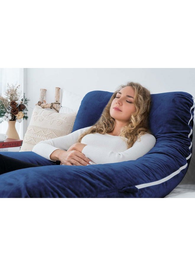 AngQi (140cm, Navy) - AngQi Pregnancy Pillow, Maternity Body Pillow with Velvet Cover, U Shaped Body Pillow for Pregnant Women, Navy - Image 5
