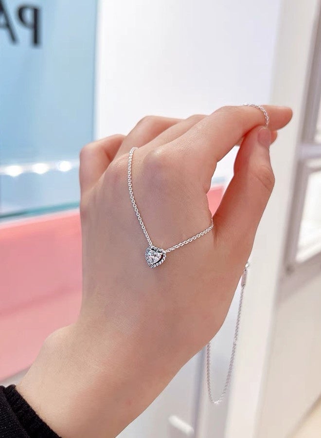 Chomel Cubic Zirconia Sparkling Heart Pendant Corell Women's Necklace 925 Silver 398425C01-45 - Image 2