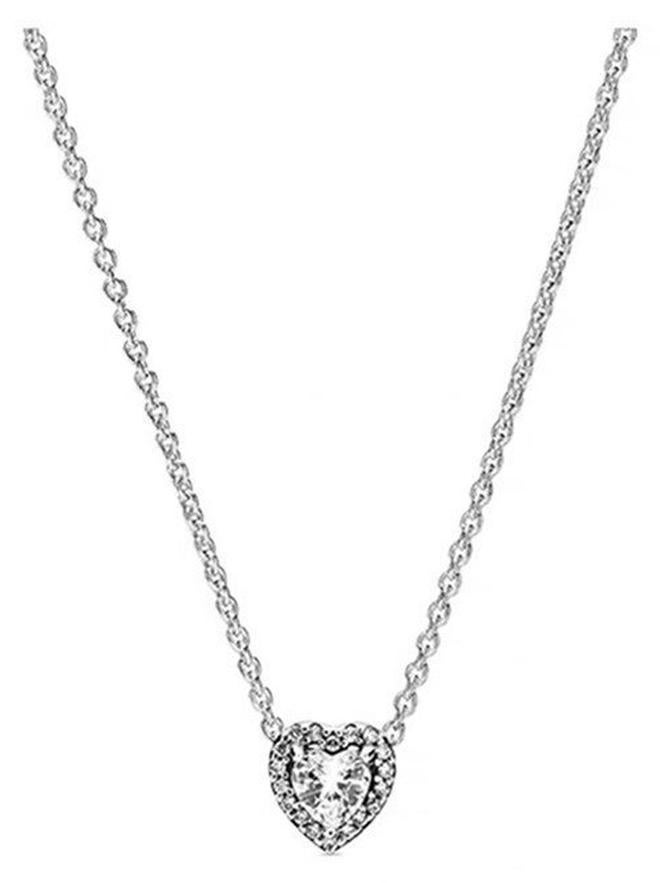 Chomel Cubic Zirconia Sparkling Heart Pendant Corell Women's Necklace 925 Silver 398425C01-45 - Image 1