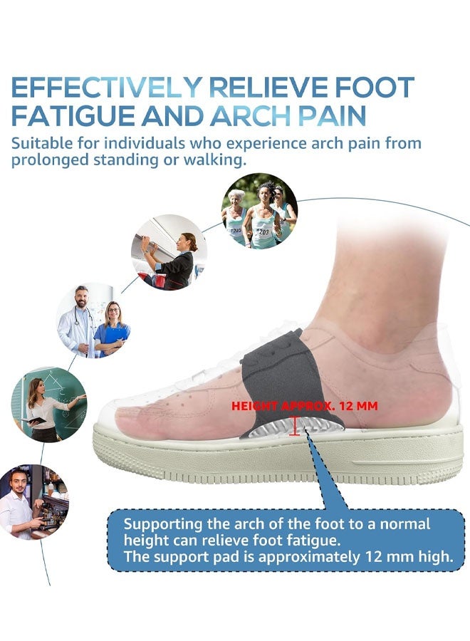 دعامات تقوس القدم لتخفيف التهاب اللفافة الأخمصية - أربطة دعم تقوس القدم قابلة للتعديل مصنوعة من مطاط الستايرين بوتادين مع وسادات جل للقدم المسطحة والقدم ذات التقوس العالي والمنخفض، يمكن ارتداؤها فوق أو تحت الجوارب، تناسب جميع أنواع الأحذية - Image 2