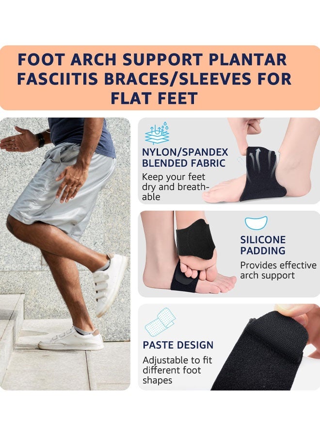 دعامات تقوس القدم لتخفيف التهاب اللفافة الأخمصية - أربطة دعم تقوس القدم قابلة للتعديل مصنوعة من مطاط الستايرين بوتادين مع وسادات جل للقدم المسطحة والقدم ذات التقوس العالي والمنخفض، يمكن ارتداؤها فوق أو تحت الجوارب، تناسب جميع أنواع الأحذية - Image 5