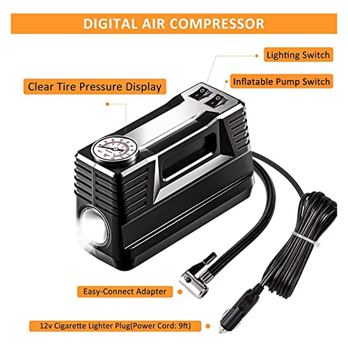 AUTODECO 98 PCS Roadside Car Emergency Assistance Kit with Portable Air Compressor Jumper Cables Safety Hammer All in One Pliers Tool Set（Black） - Image 2