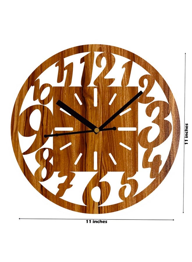 HandyTrendy MDF Wooden Attractive Simple Wall Clock for Bedroom, Kitchen, Livingroom,Office Wall Clock | Stylish Round Shaped Wooden Decorative Analog Wall Clock (30cm X 15cm) - Image 3