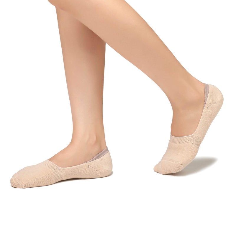 Leotruny 6 Pairs Unisex Thick Cushion Athletic Cotton Non Slip Low Cut Flat Liner No Show Socks (Medium, C05-Beige) - Image 2