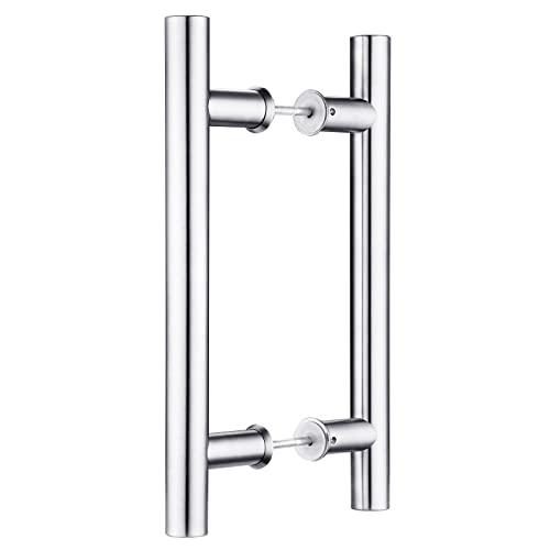 EaseLife 12" Stainless Steel Double Sided Push Pull Door Handle,H Shape Sliding Door Handle,Brushed,Fit for Glass Door Wooden Door - Image 1