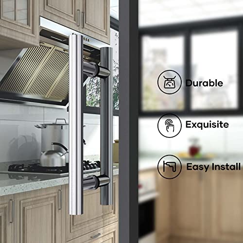 EaseLife 12" Stainless Steel Double Sided Push Pull Door Handle,H Shape Sliding Door Handle,Brushed,Fit for Glass Door Wooden Door - Image 4