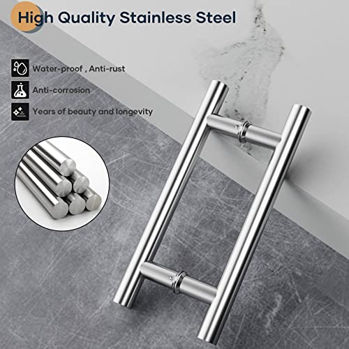 EaseLife 12" Stainless Steel Double Sided Push Pull Door Handle,H Shape Sliding Door Handle,Brushed,Fit for Glass Door Wooden Door - Image 5