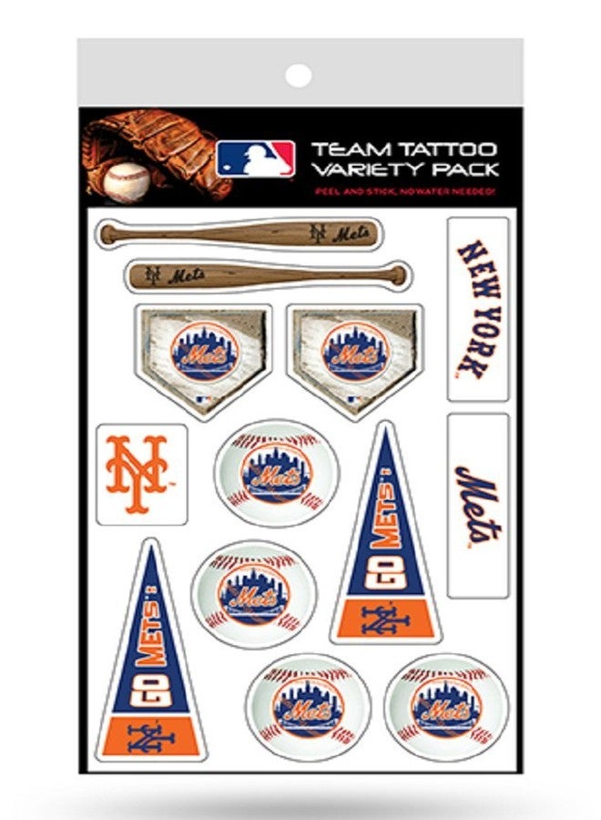 MLB New York Mets Rico Products MLB Temporary Tattoos Variety 2 Pack New York Mets, Black, Small
