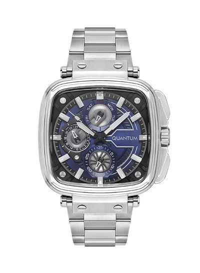 Quantum Men's Multifunction Display Watch With Silver Metal Strap - PWG1092.390