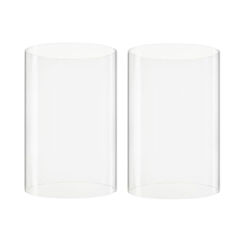 CYS EXCEL 2 PCS H6 D4 Open Ended Clear Glass Hurricane Candleholder Tube Lamp Shade Open Flame Candlestick Holder Chimney Tube Cover Bottomless Cylinder