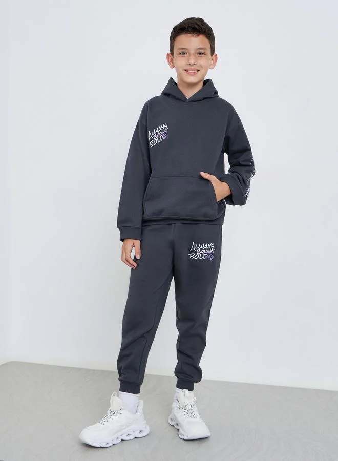 Styli Teens Grey Cotton Graphic Print Joggers