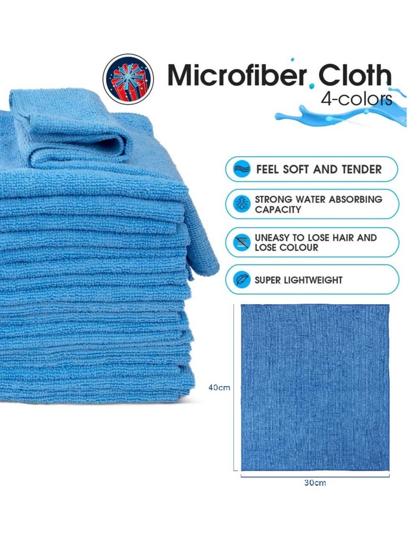 ZAQ Microfiber Cleaning Cloths, Rags Kitchen Towel Dish, Car Wash Kit, Windows, Surface, Bathroom, Absorbent Reusable, All Purpose, Cleaning Supplies - 30 x 40 cm – Blue (Pack of 10) - Image 2