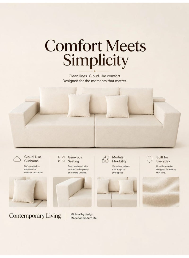 Cloud Sectional Boneless Couches for Living Room, Modular Shaped Couch with Deep Seat Oversized Right Facing Chaise, Memory Foam Compressed Spineless 3 Seater Sofa for Apartment - Image 4