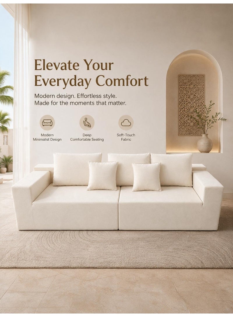 Cloud Sectional Boneless Couches for Living Room, Modular Shaped Couch with Deep Seat Oversized Right Facing Chaise, Memory Foam Compressed Spineless 3 Seater Sofa for Apartment - Image 2
