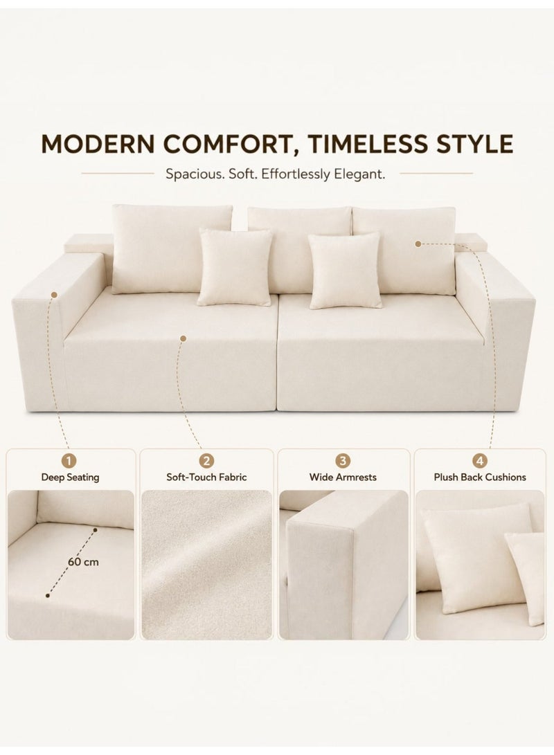 Cloud Sectional Boneless Couches for Living Room, Modular Shaped Couch with Deep Seat Oversized Right Facing Chaise, Memory Foam Compressed Spineless 3 Seater Sofa for Apartment - Image 5