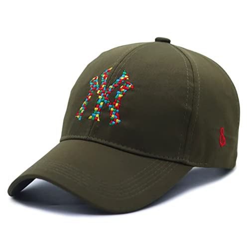 REFFER NY Baseball Caps Stylish Design Cotton Cap for Men and Women - Adjustable Buckle, Summer, Cricket, Gym, Sports (Olive Green Mix) - Image 1