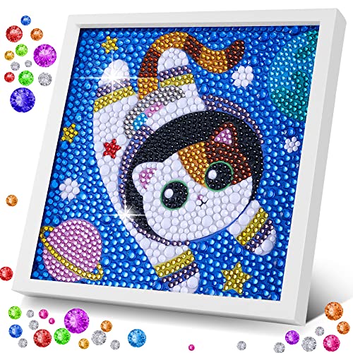 ZALIAFEI Space Cat Diamond Art Kits for Kids Diamond Art for Holiday Gem Art Kits for Girls Birthday Gift Arts and Crafts for Ages 8 10 12 - Image 1