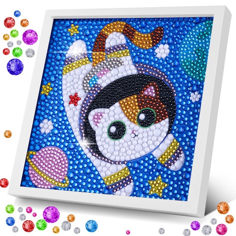 ZALIAFEI Space Cat Diamond Art Kits for Kids Diamond Art for Holiday Gem Art Kits for Girls Birthday Gift Arts and Crafts for Ages 8 10 12 - Image 2