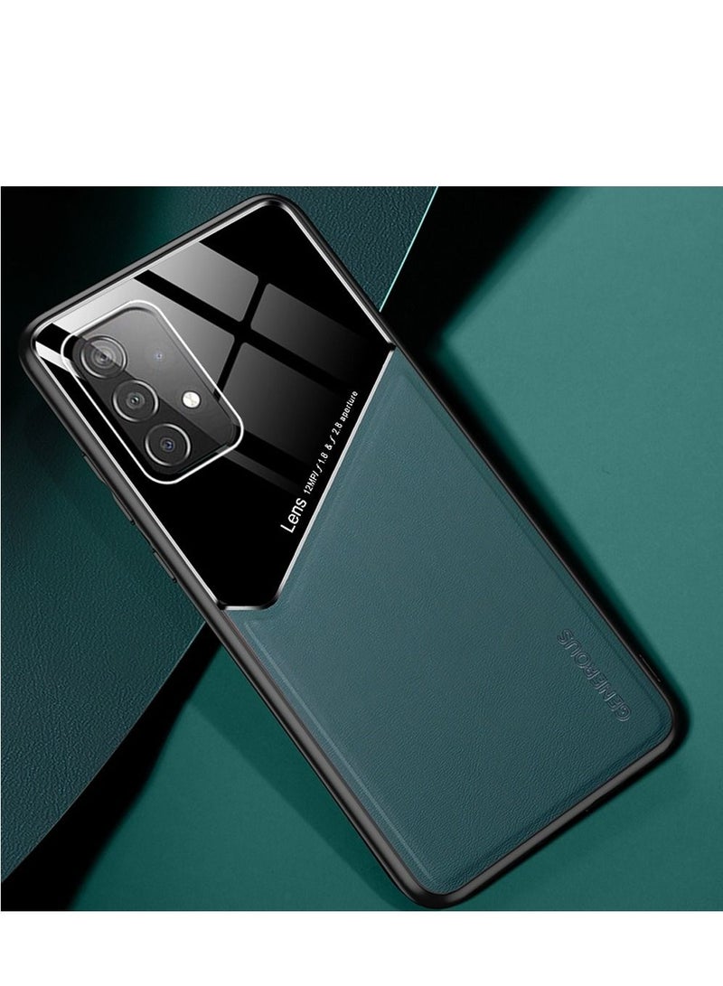 Case Leather Texture Car Magnetic Phone Cover For Samsung Galaxy A52/A52s _Green - Image 1