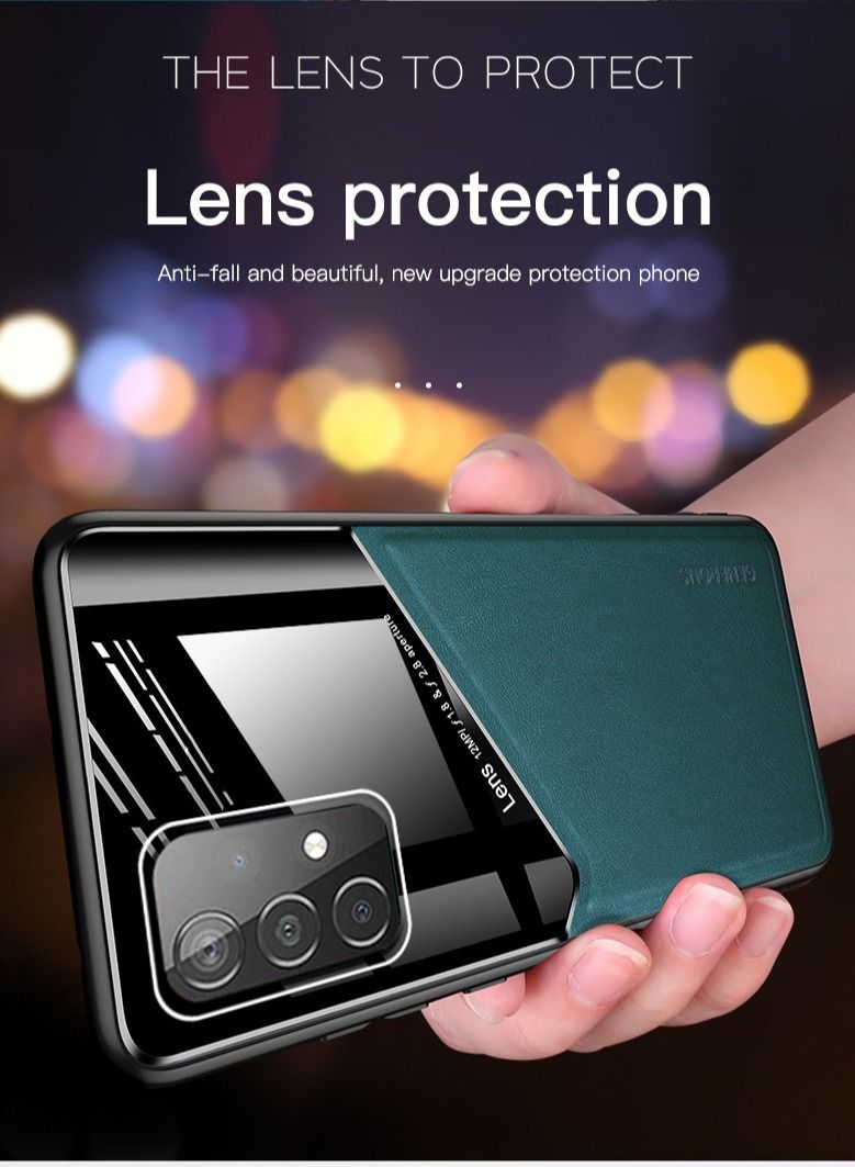 Case Leather Texture Car Magnetic Phone Cover For Samsung Galaxy A52/A52s _Green - Image 5